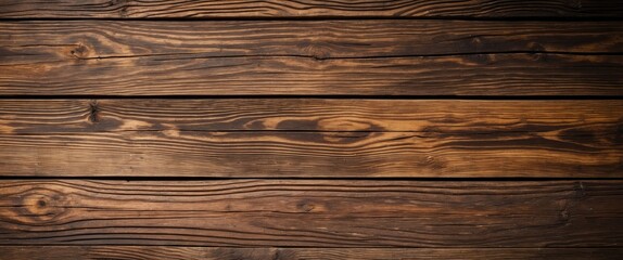 Poster - Dark wooden planks arranged horizontally with visible grain and texture in a rustic style background