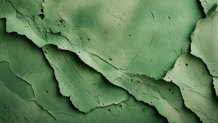 Poster - Green textured surfaces with layers of rough and cracked paint depicting abstract artistic patterns and natural imperfections.