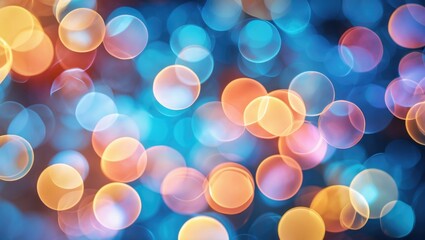 Poster - Vibrant bokeh background featuring colorful circles in shades of Very Peri and blue, ideal for festive and celebratory themes.