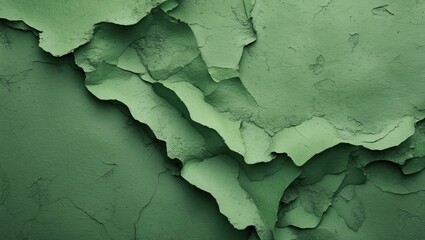 Poster - Green textured peeling paint background with layered and cracked surfaces in a close-up view