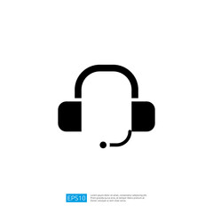Poster - Headset Icon for Communication and Customer Support in Modern Business Service Environments