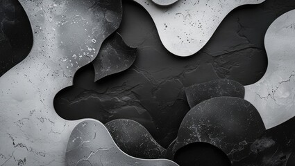 Fototapete - Monochrome abstract texture with organic shapes and layered design suitable for modern backgrounds and creative projects.