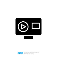 Poster - Digital Media Icon Featuring Play Button on Screen and Graphic Display for Video Interaction in a Modern Technological Environment