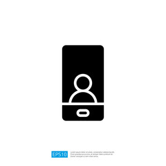 Poster - Modern Communication Icon Representing User Profile on Smartphone Screen with Clean Design and Minimalist Graphic Elements