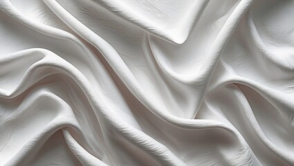 Poster - Textured white fabric background with soft folds and creases in natural light. Ideal for textile and background design.