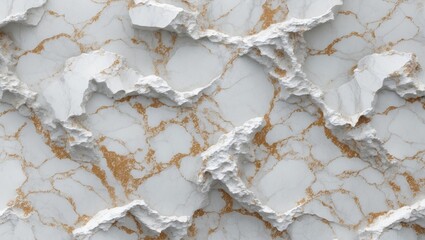 Poster - textured marble surface with white and gold veining in a three-dimensional pattern, suitable for bac