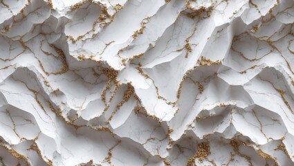 Poster - textured marble background with white and gold veins showcasing three-dimensional layered surface de