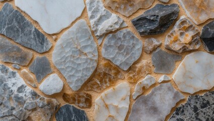 Poster - Natural stone texture featuring a mosaic of marble and onyx in various shades, ideal for backgrounds in design and architecture projects.