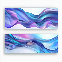Fototapete - Futuristic banner with abstract blue and purple liquid wavy shapes, blending seamlessly for a smooth, dynamic effect