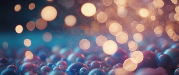 Poster - Colorful bokeh lights creating a magical atmosphere with a blurred background featuring soft glows and shimmering textures in a vibrant setting
