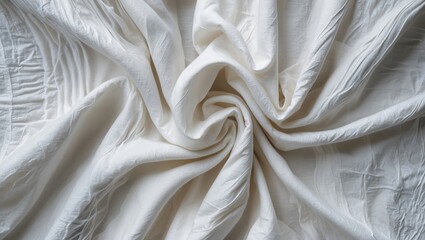 Poster - White textured fabric background with creases and folds for design and textile materials use