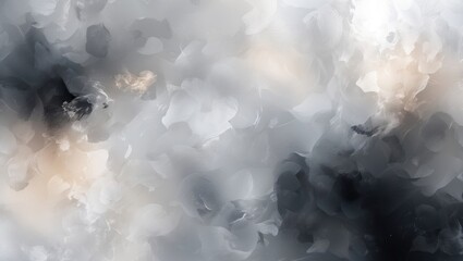 Poster - Soft gray and white abstract background with dark accents and bokeh effect creating a dreamy, atmospheric texture ideal for various designs.