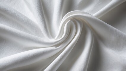 Poster - White fabric texture close-up in circular fold pattern soft and smooth surface natural light illumination shallow depth of field