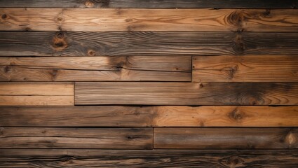 Poster - Textured wooden wall background featuring alternating dark and light stained planks arranged in a flat lay composition.