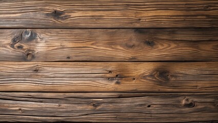 Poster - Wooden texture background with rustic brown planks displaying natural wood grain patterns and knots