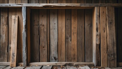 Poster - wooden planks and boards rustic wall background with natural texture and grain in warm tones
