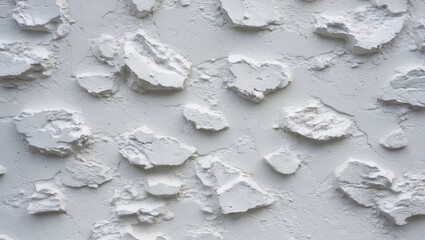 Poster - White textured wall with rough patches and uneven surface design in a light gray background