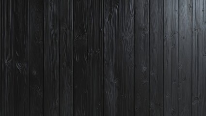 Poster - Black wooden texture background with vertical planks featuring natural grain patterns and smooth finish for design applications.