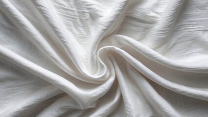Poster - White textured fabric draped in elegant folds displaying soft and delicate characteristics suitable for various textile applications