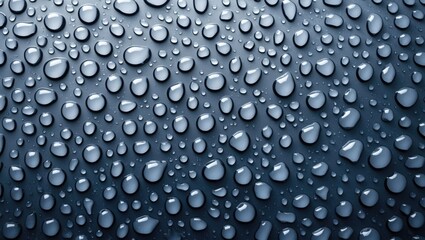 Poster - Close-up of water droplets on a dark surface creating a textured background pattern for use in design and art projects