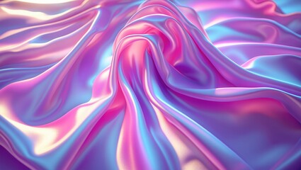  - vibrant silky fabric with smooth folds in shades of pink and blue illuminated by soft light creating