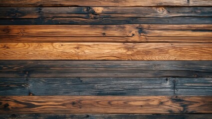 Poster - Wooden planks in varying shades of brown and black arranged horizontally for textured background or surface imagery