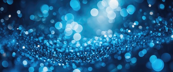 Poster - Blue bokeh abstract background with circular light spots and soft gradients creating a dreamy atmosphere