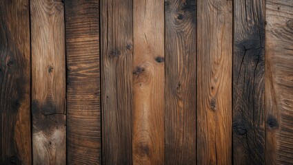 Poster - Wooden planks with varying shades of brown and texture arranged in a horizontal pattern, showing natural grain and knots.