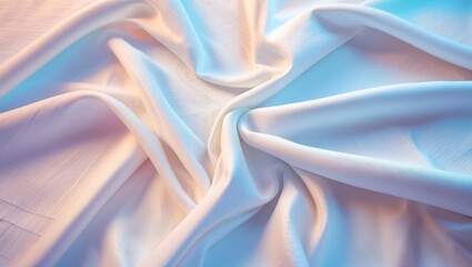 Poster - Textured white fabric with soft folds and gentle light reflections creating a smooth and flowing appearance