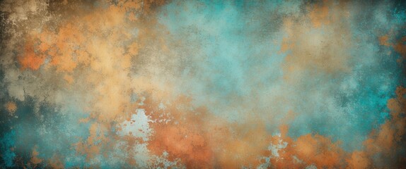 Leinwandbilder - Abstract texture background with blended orange and blue colors, giving a vintage and artistic feel to the design surface.
