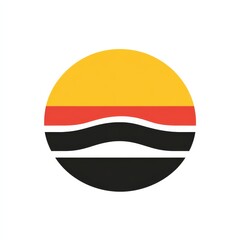 Poster - Abstract Circular Design with Yellow, Red, and Black Bands - Minimalist Graphic Illustration