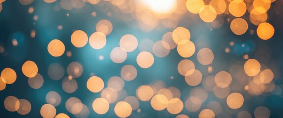 Poster - Colorful blurred bokeh background with warm orange and cool blue tones creating a festive atmosphere and soft light effects
