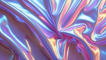  - iridescent satin fabric texture with colorful sheen and smooth creases in pastel hues of pink and bl