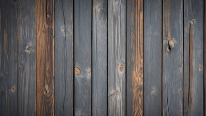 Poster - Wooden plank wall texture background in shades of gray and brown natural pattern with knots and weathered appearance