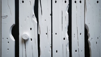 Poster - White wooden planks with natural textures and imperfections isolated on a dark background