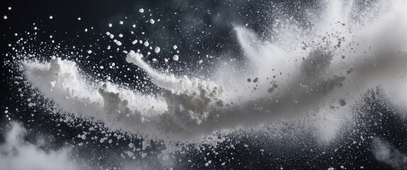 Fototapete - Abstract white powder cloud swirl on dark background creating dynamic motion effect