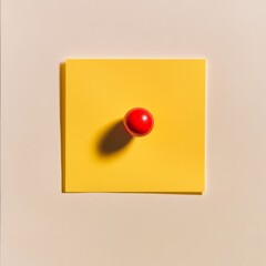 Poster - Minimalist Composition: A Red Sphere on a Yellow Square with Soft Light and Shadow Play