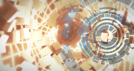 Poster - image of moving light trails and shapes over scope scanning