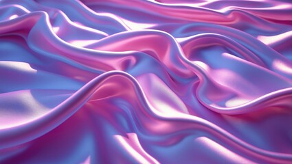 Poster - Pink satin fabric with smooth texture and soft folds illuminated by soft light creating a gentle wave pattern