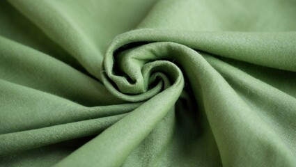 Poster - Green fabric swirl background close up detailed textile pattern with smooth texture for design purposes