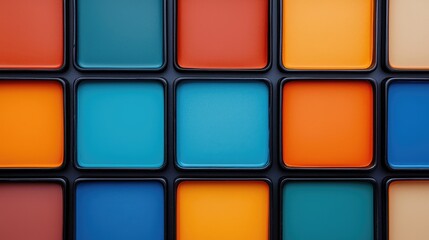 Poster - Colorful square tiles arrangement studio space abstract photography bright environment close-up view visual art concept