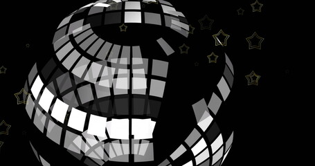 Poster - Image of globe and stars moving over black background