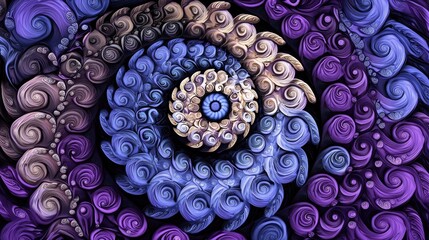 Aufkleber - Swirling purple patterns abstract art digital design creative space close-up view visual exploration