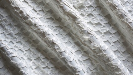 Poster - White textured fabric background with layered woven pattern and subtle shadows
