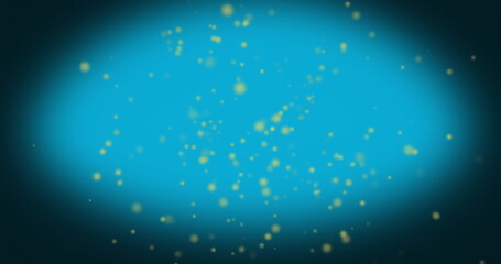 Poster - Image of glowing light spots moving over blue background