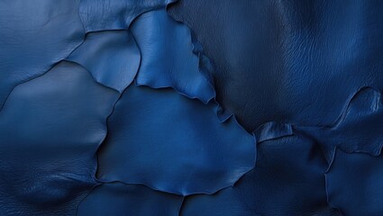 Poster - Blue textured leather surface with wrinkled and overlapping sections creating a uniform and rich appearance