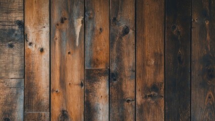 Poster - Dark rustic wooden planks background with varying shades of brown and texture details for design and construction use