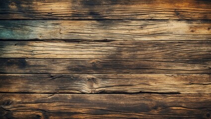 Poster - Wooden texture background with detailed grain patterns and natural imperfections in brown and gray tones.