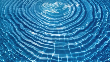 Poster - Blue water surface texture with concentric ripples and reflections creating a tranquil aquatic background.