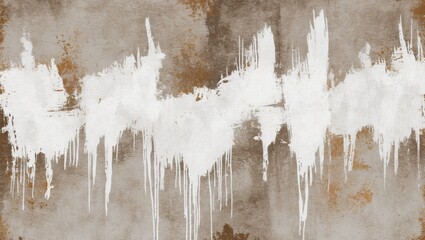 Leinwandbilder - Abstract textured background with irregular white paint strokes on a distressed brown and gray surface
